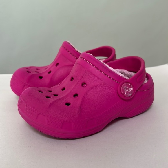 CROCS Other - CROCS Barbie Pink Fleece Lined slip on sandal clog shoe, size c 9/10